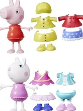 Peppa Pig & Suzy Sheep 6" Dress Up Figurines With Accessories